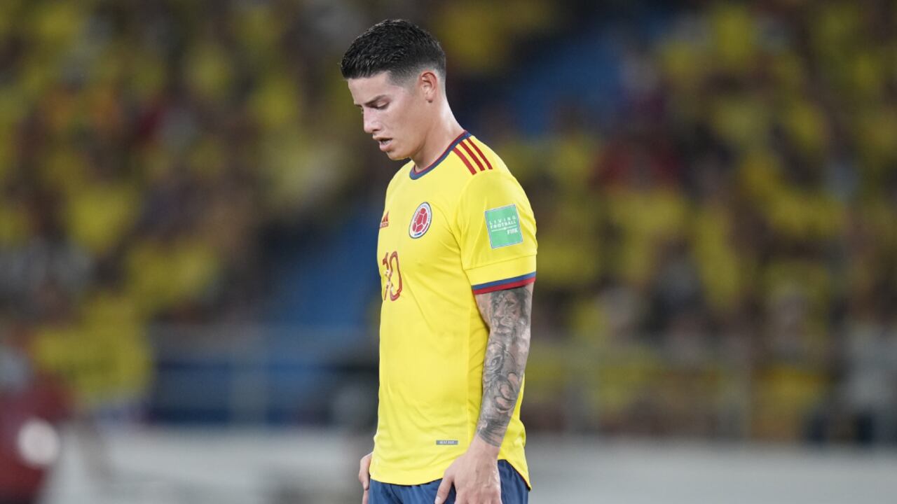 James Rodríguez en partido con la Selección Colombia.