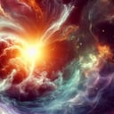 Ilustración creada con IA sobre el nacimiento de una estrella en el cosmos.