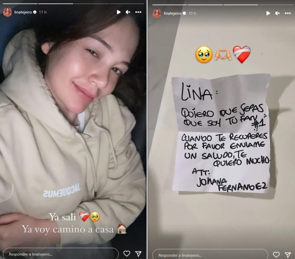 La actriz dio un parte de tranquilidad y mostró su bello regalo. Foto: Instagram @linatejeiro.