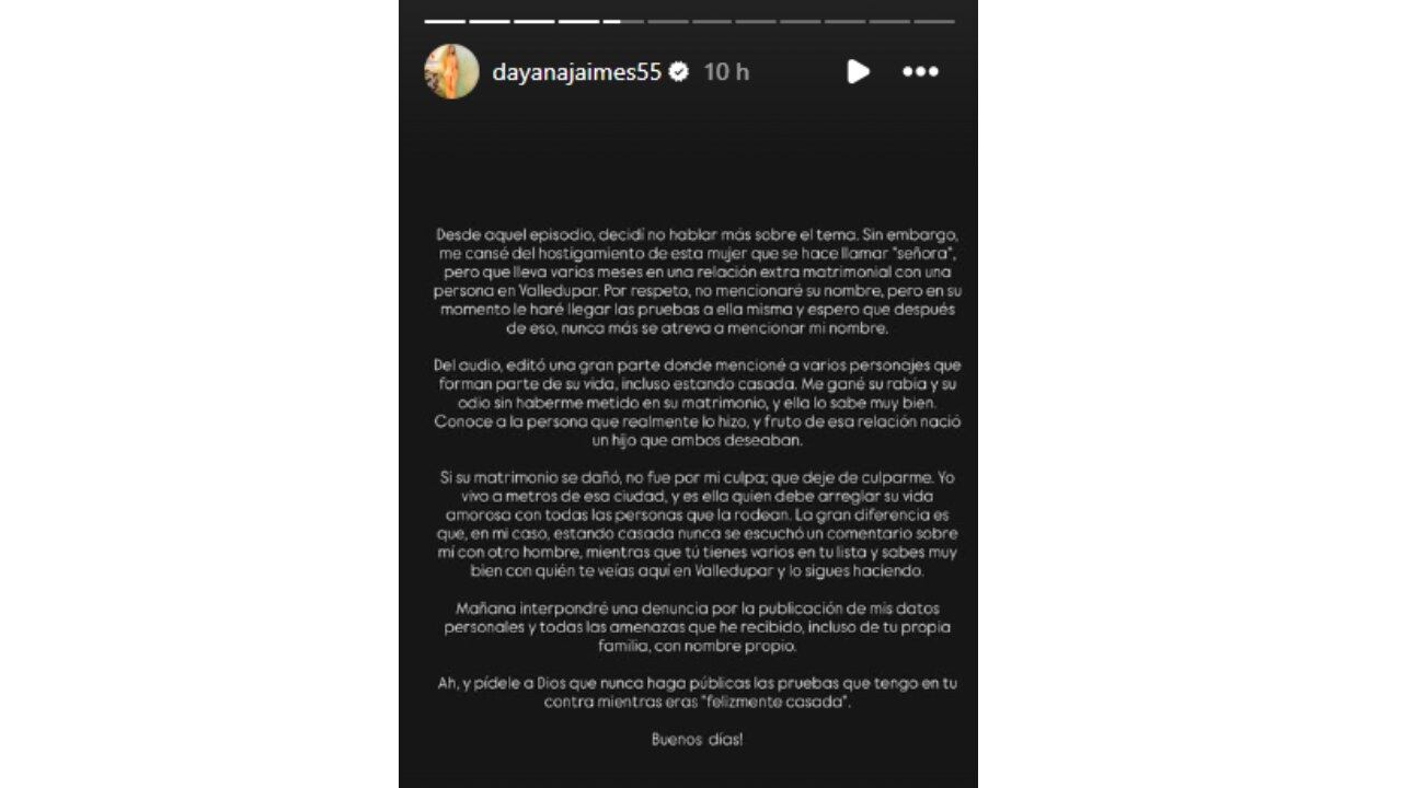 Dayana Jaimes respondió a Lily Díaz