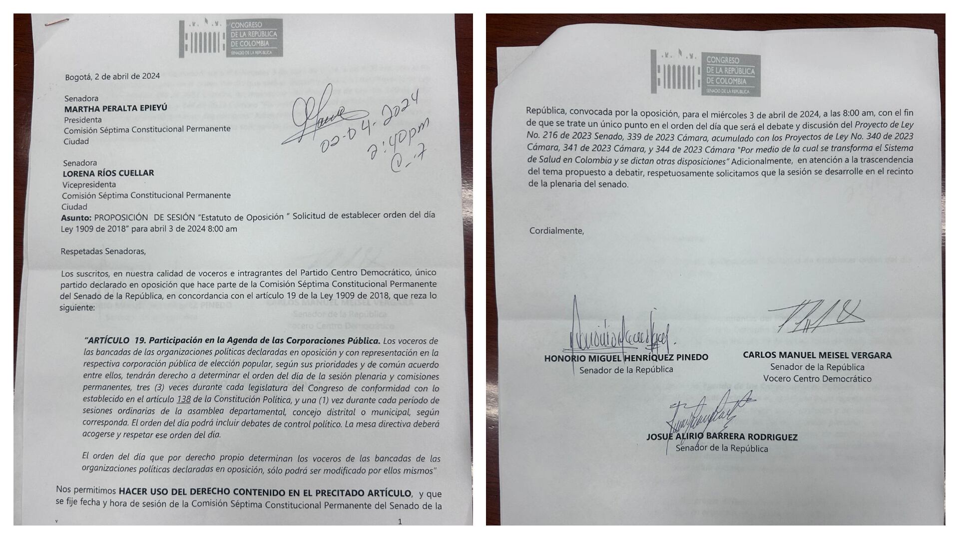 Proposición Estatuto de Oposición.