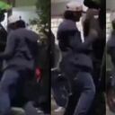 Así quedó grabado en un video en el que se puede ver cómo uno de los jóvenes, vestido con chaqueta con capota, pantalón azul y una gorra blanca, comienza a bailar frente a la uniformada con movimientos obscenos, en un acto de irrespeto.