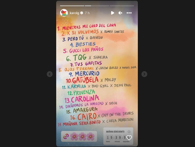 Lista de canciones de su nuevo álbum