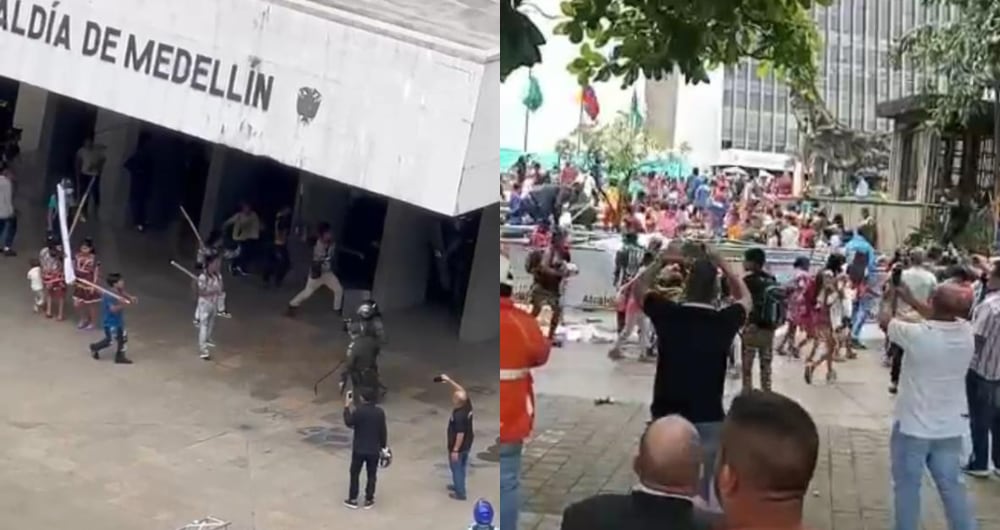 Indígenas se toman a la fuerza las instalaciones de la Alcaldía de Medellín.