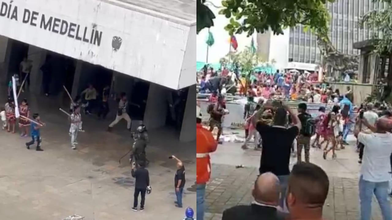 Indígenas se toman a la fuerza las instalaciones de la Alcaldía de Medellín.