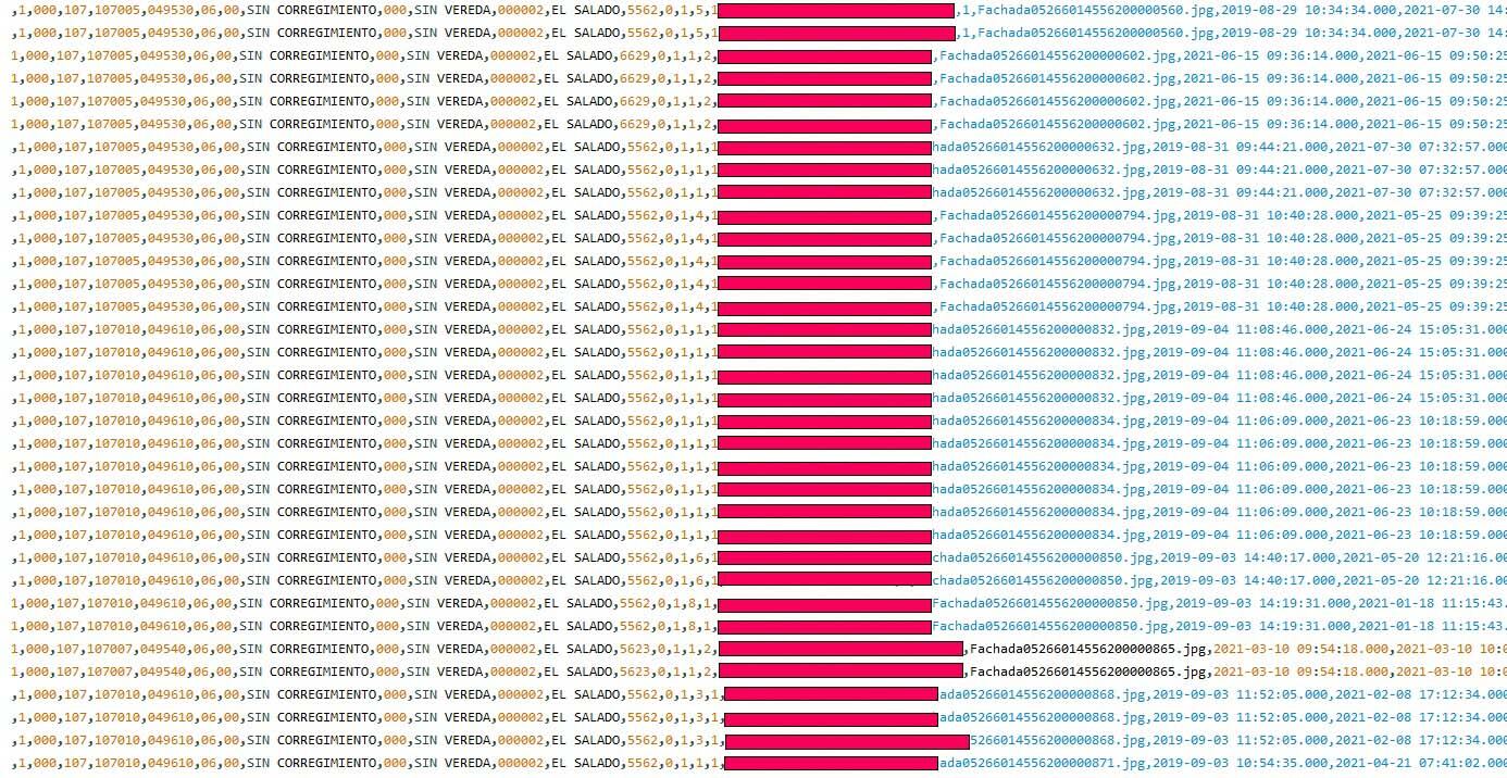 Muestra de la base de datos del Sisbén publicada por un hacker