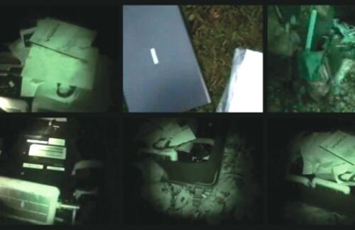 Los tres computadores marca Toshiba Satellite se encontraban protegidos por cajas de metal. También se hallaron en el lugar dos discos duros externos y tres memorias USB que fueron entregados a la Fiscalía. Sesenta y cuatro funcionarios de 16 países miembros de Interpol trabajaron durante más de 5 mil horas desde el 4 de marzo en la revisión técnica de 609.6 gigas de datos, 37.872 documentos escritos, 22.481 paginas web, 10.537 archivos de multimedia, y 210.888 fotografías. De estos, 983 archivos estaban encriptados. 
