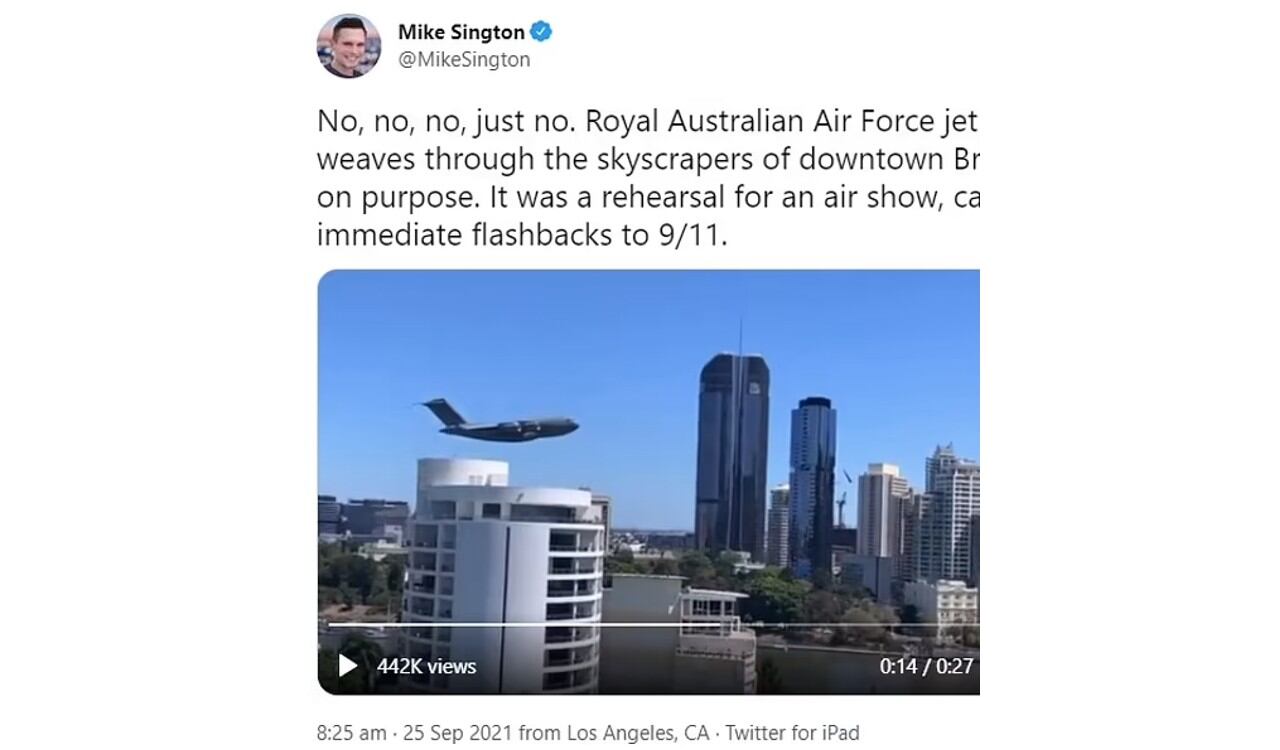 Este usuario en Twitter mostró su queja en aquella ocasión por el sobrevuelo del avión