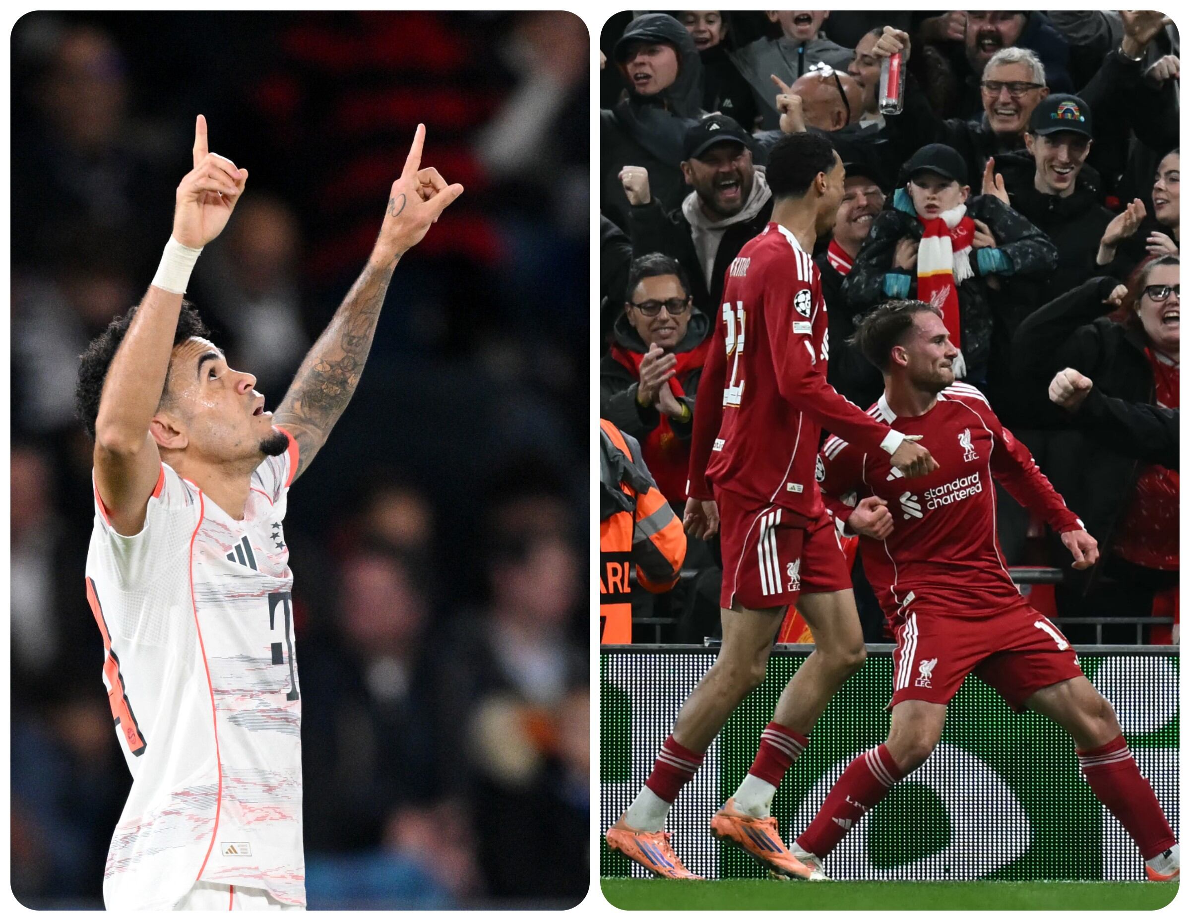Liverpool y Bayern Múnich obtuvieron victorias importantes este martes. 1. (Photo by Stuart Franklin/Getty Images) - 2. (Photo by Paul ELLIS / AFP)