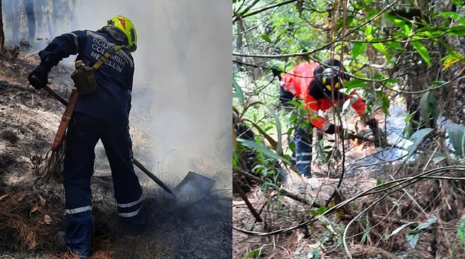 Incendio en el cerro Pan de Azúcar de Medellín.