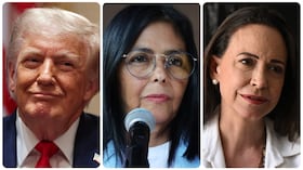 Donald Trump, Delcy Rodríguez y María Corina Machado