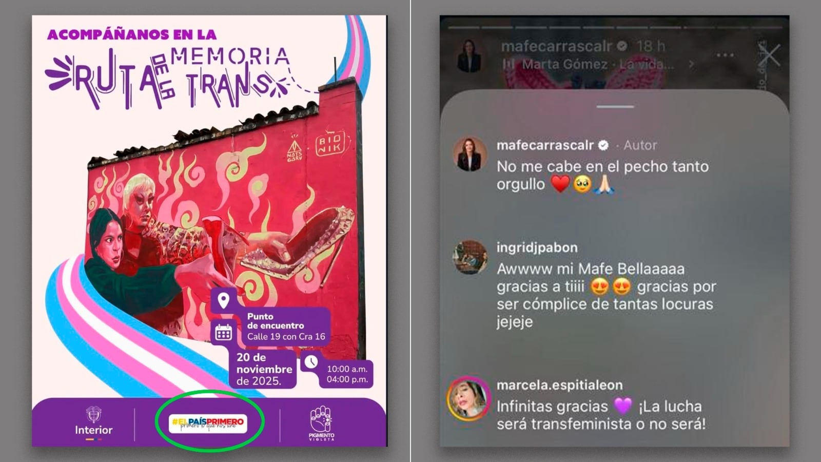 En la imagen se destaca el logo del movimiento El País Primero, de la representante María Fernanda Carrascal, en una presentación del Ministerio del Interior.