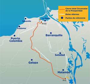 La vía Circunvalar de la Prosperidad estará cerrada entre Malambo y el corregimiento La Playa, en Barranquilla