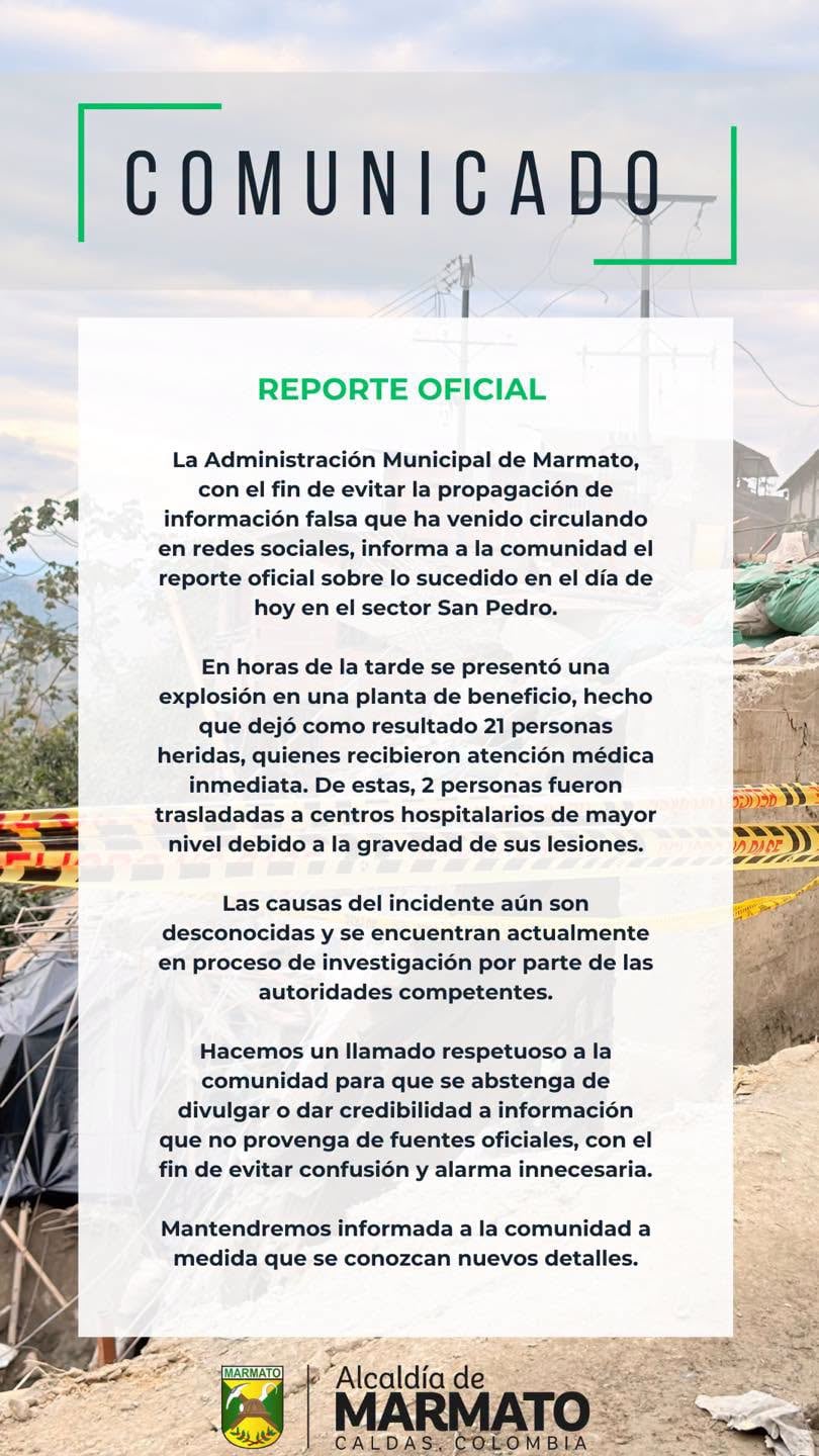 Comunicado Alcaldía de Marmato.