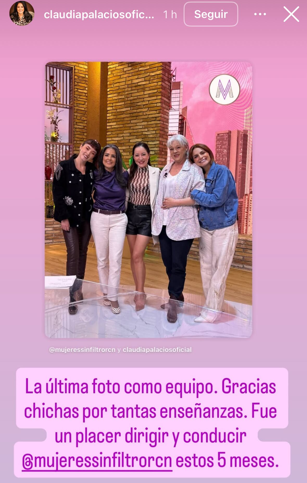 La presentadora publicó mensaje en redes sociales tras haberse despedido de la producción.