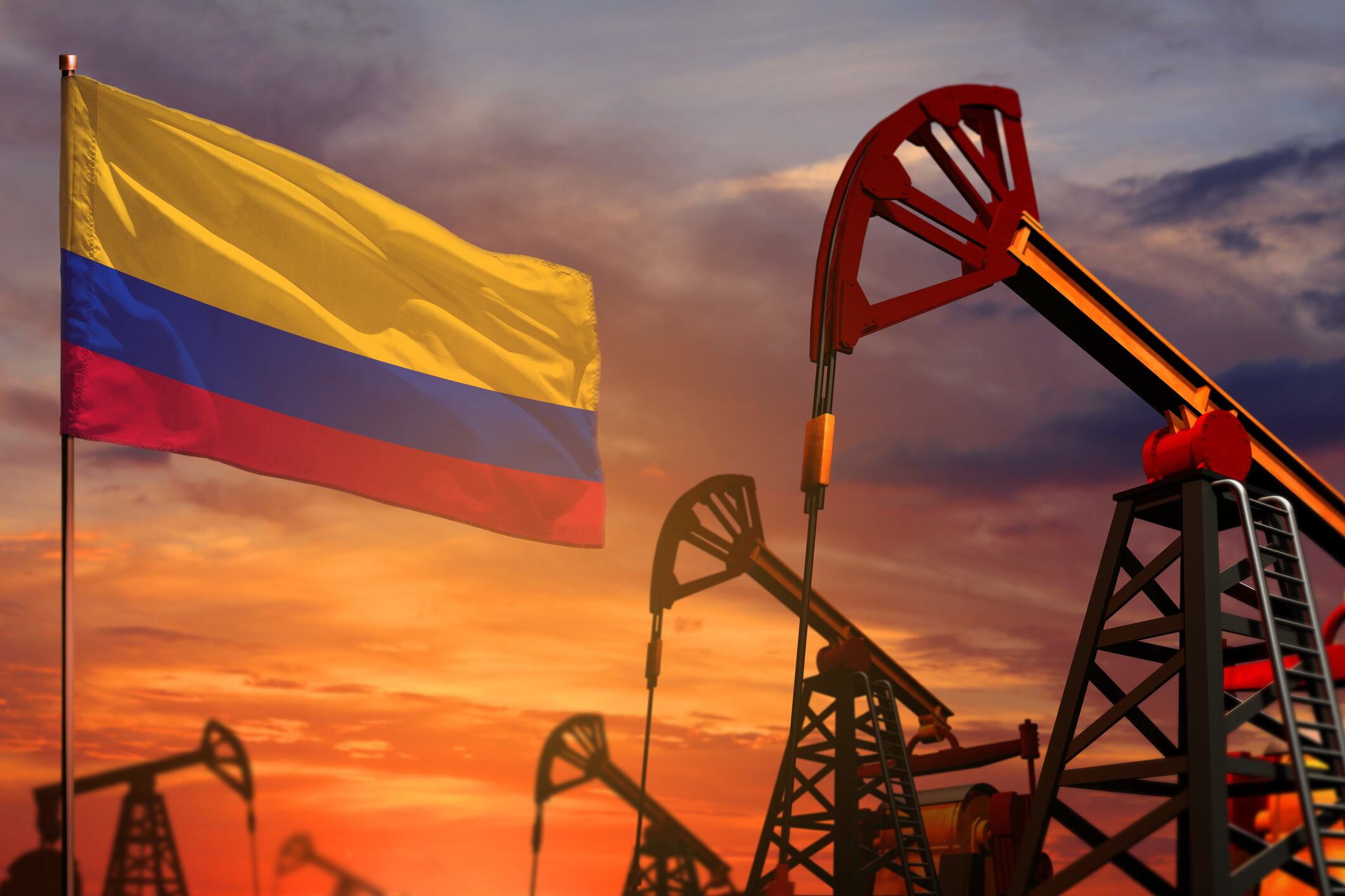 Foto de referencia sobre la bandera de Colombia y el petróleo