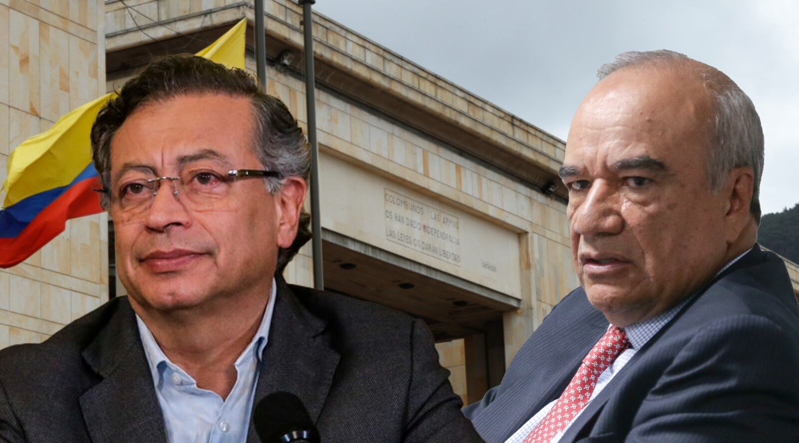 El presidente Gustavo Petro y el magistrado Héctor Carvajal.