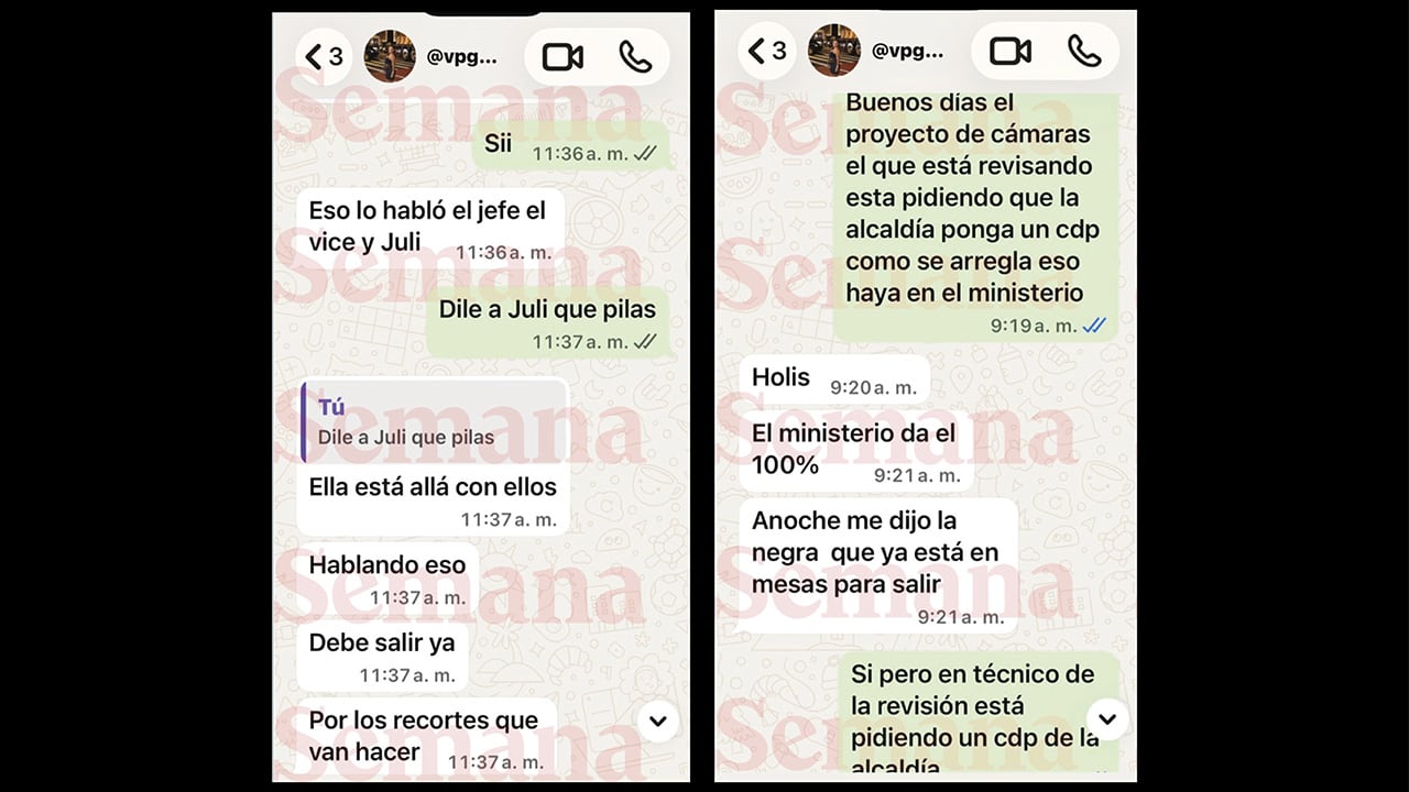 Las dos primeras imágenes corresponden a un chat entre Verónica Guerrero y un empresario.