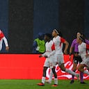 Independiente Santa Fe Femenino celebrando el paso a la semifinal de Copa Libertadores vs. Palmeiras