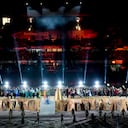La presentación artística en la ceremonia de apertura de los Juegos Panamericanos en el Estadio Nacional de Santiago, el viernes 20 de octubre de 2023. (AP Foto/Martín Mejía)