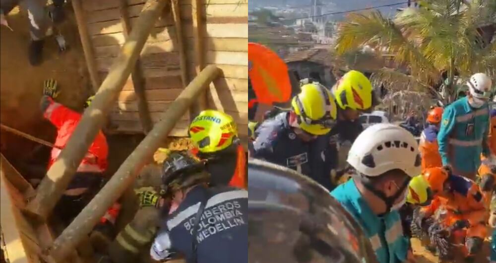 Labores de rescate de los organismos de socorro de Medellín.
