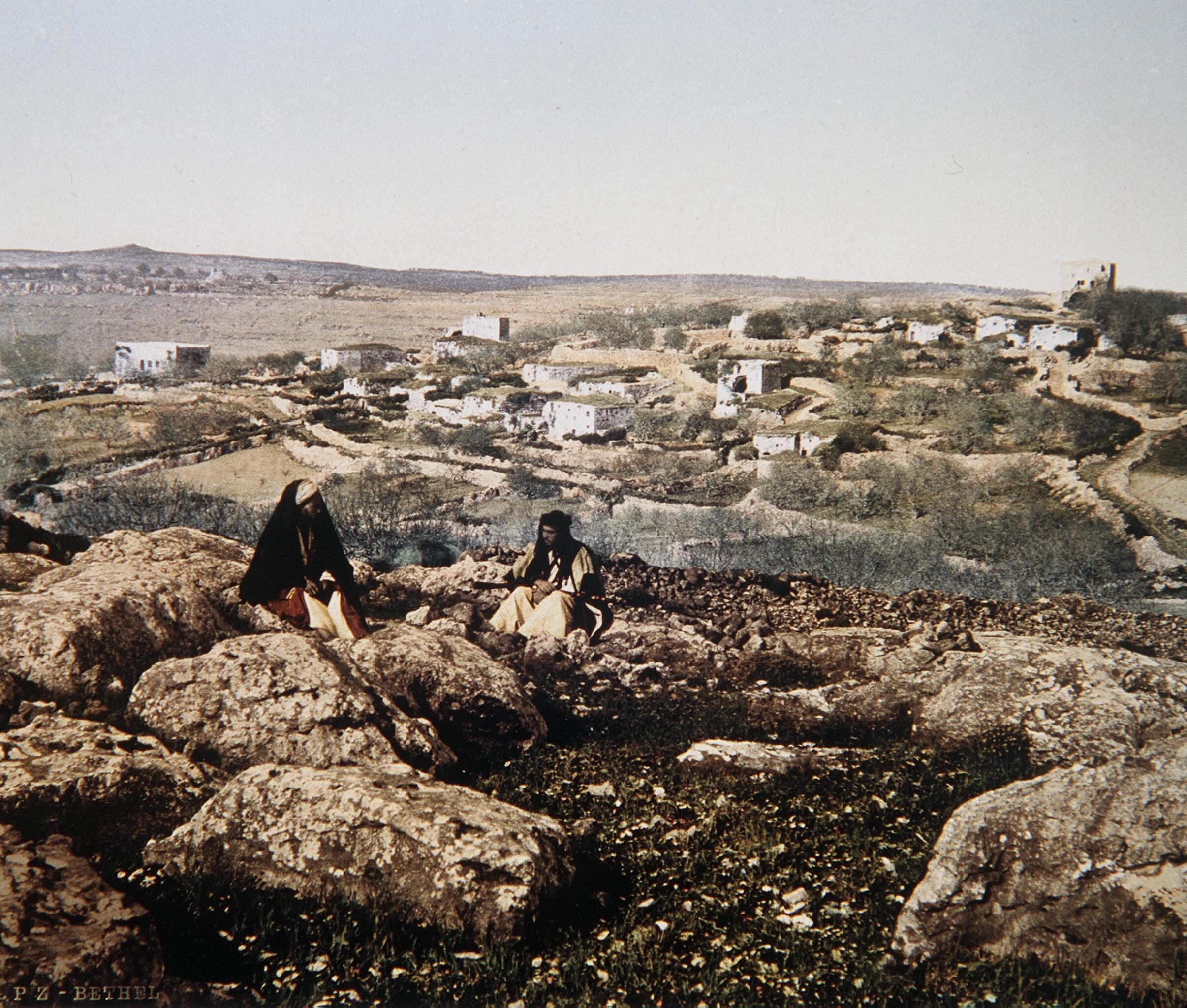 Fotografía coloreada de los alrededores de Jerusalén de finales del siglo XIX, hecha por Bonfils. National Photo Collection of Israel