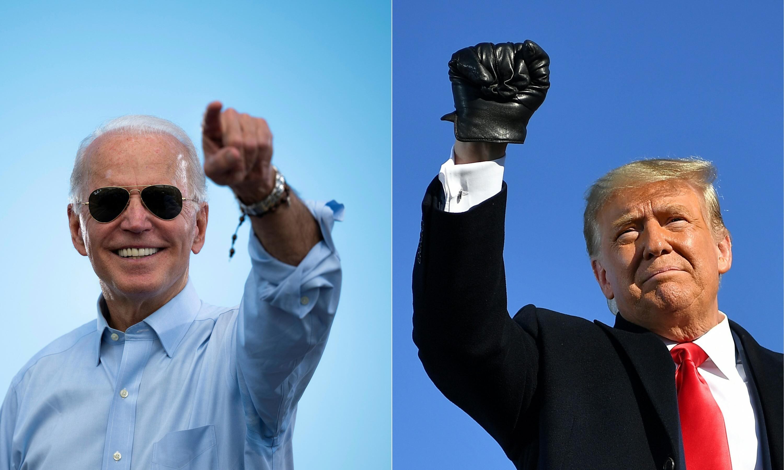 Joe Biden (izq.) y el republicano Donald Trump (der.) 