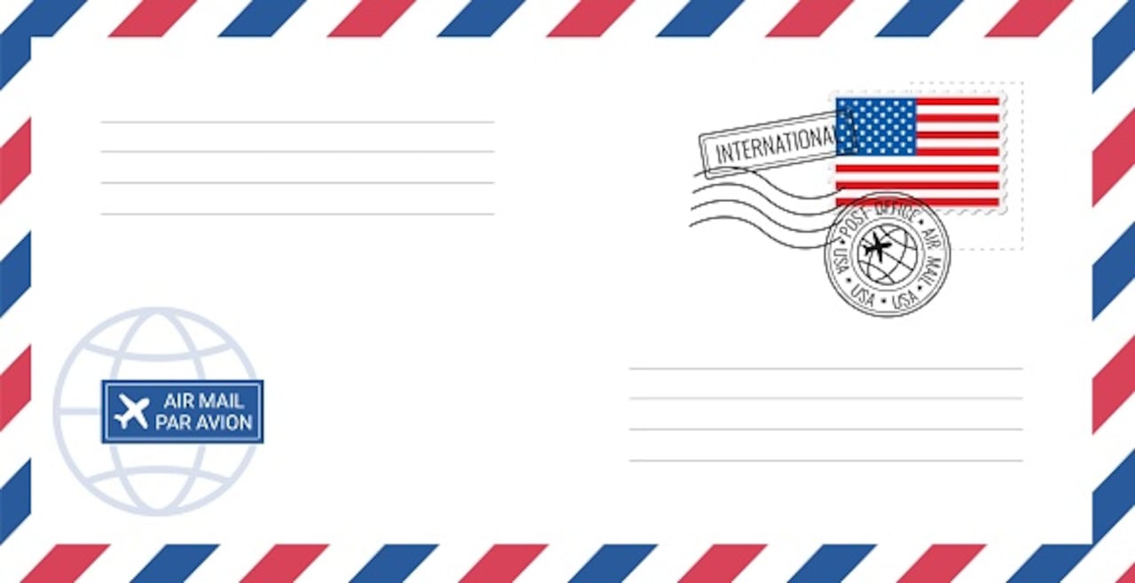 Ilustración vectorial de postal con la bandera estadounidense aislada sobre fondo blanco.
