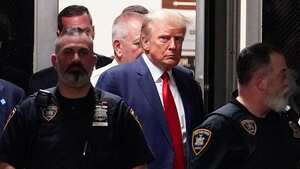 Former President Donald Trump arrives at court, Tuesday, April 4, 2023, in New York. Trump is set to appear in a New York City courtroom on charges related to falsifying business records in a hush money investigation, the first president ever to be charged with a crime. (AP Photo/Mary Altaffer)