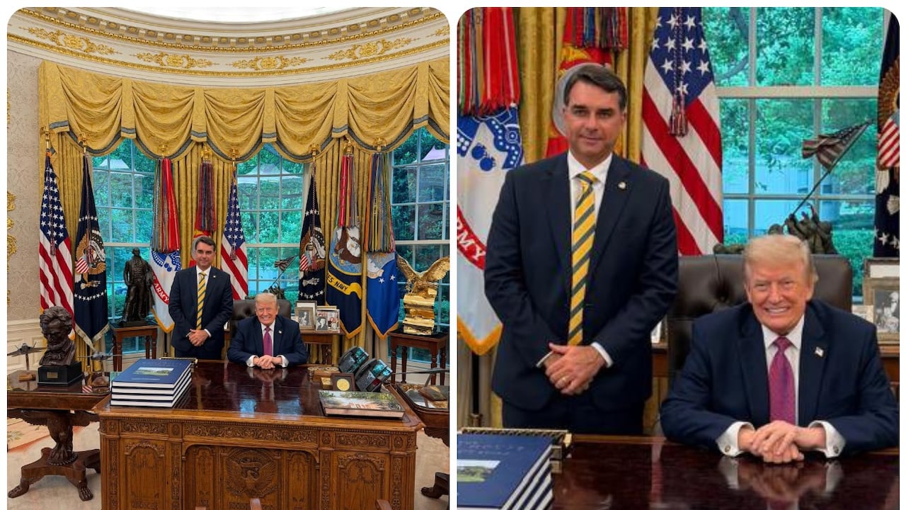 Flavio Bolsonaro junto a Donald Trump