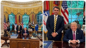 Flavio Bolsonaro junto a Donald Trump