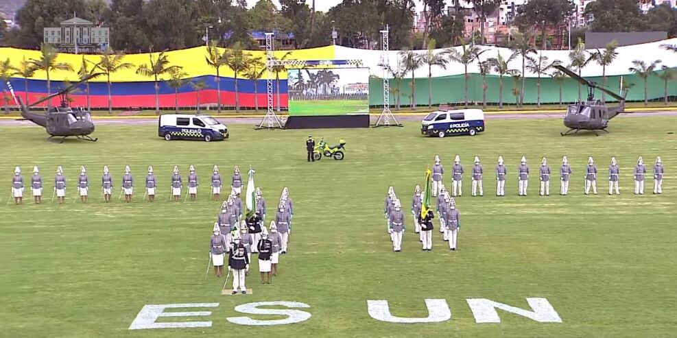 Patrullas Policía Nacional. Foto: pantallazo en vivo Presidencia de la República.