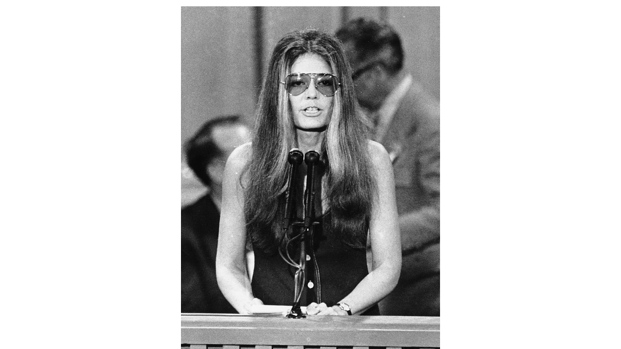 FILE - Feminist Gloria Steinem speaks at the Democratic National Convention in Miami Beach, Fla. on July 13, 1972. Steinem has won the Princess of Asturias Awards' annual prize for communication and humanities. It praised 87-year-old Steinem’s long career in journalism, her bestselling books and her dedication to feminism since the 1960s. (AP Photo, File)