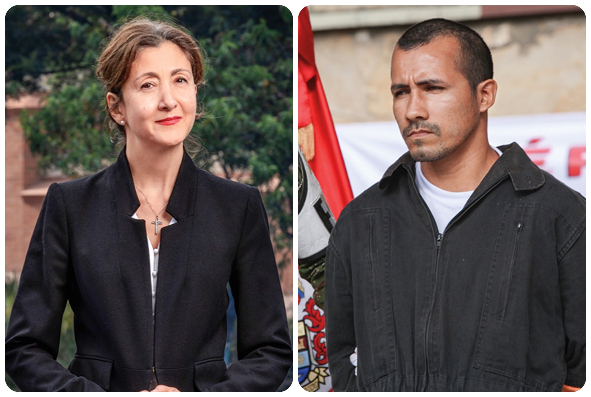 La líder política Ingrid Betancourt y Alexander Farfán, conocido con el alias de Gafas.
