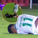 Jhon Arias salió mal librado de una acción en el juego de Vitória vs. Palmeiras en medio del Brasileirao