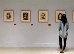 Retratos de la colección del pintor español Pablo Picasso expuestos en la muestra 'Picasso de Málaga, Picasso Absoluto', en el Centro de Arte de Incheon, Corea del Sur.