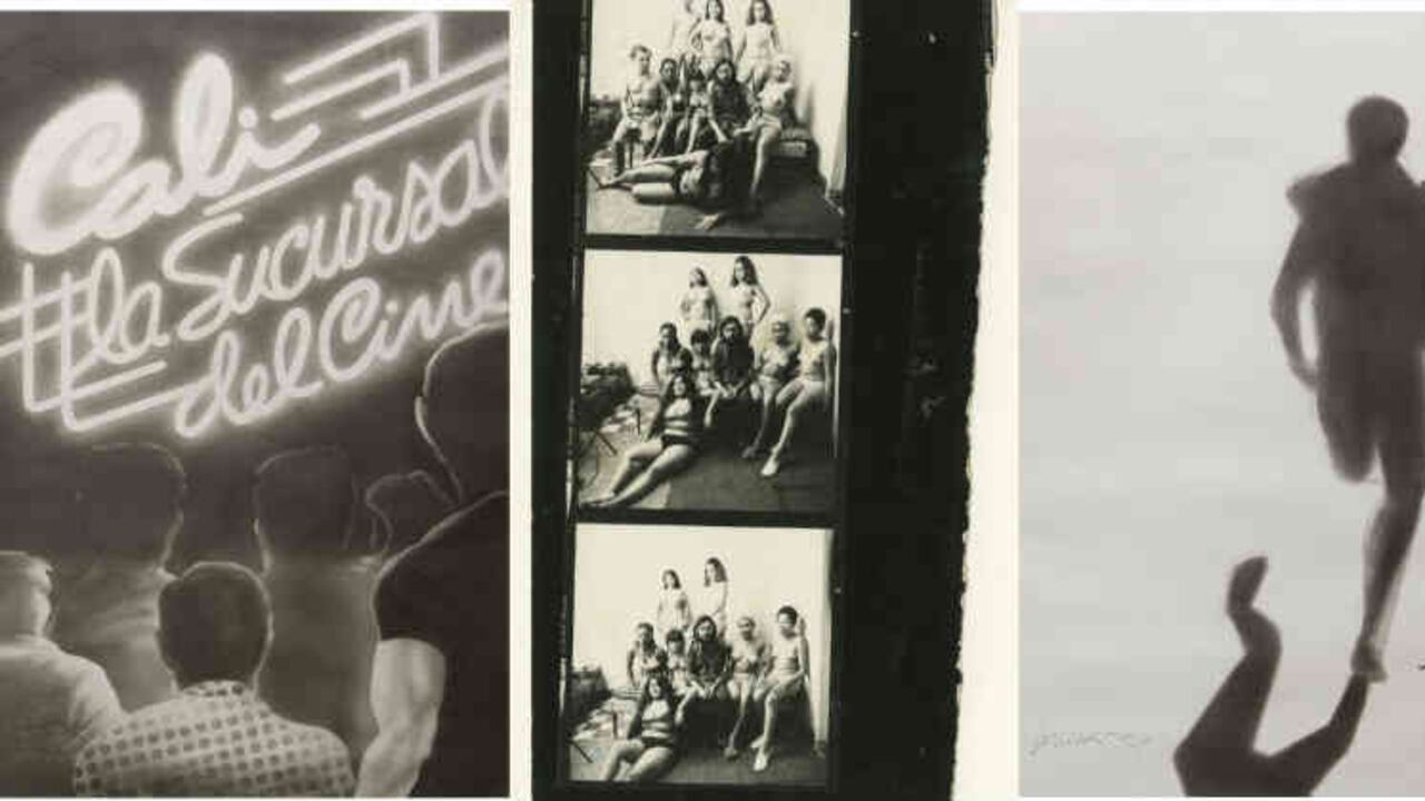 Izquierda y derecha, obras de Astudillo. En el centro, una hoja de contacto de Franco. Fotos: cortesía Museo la Tertulia.