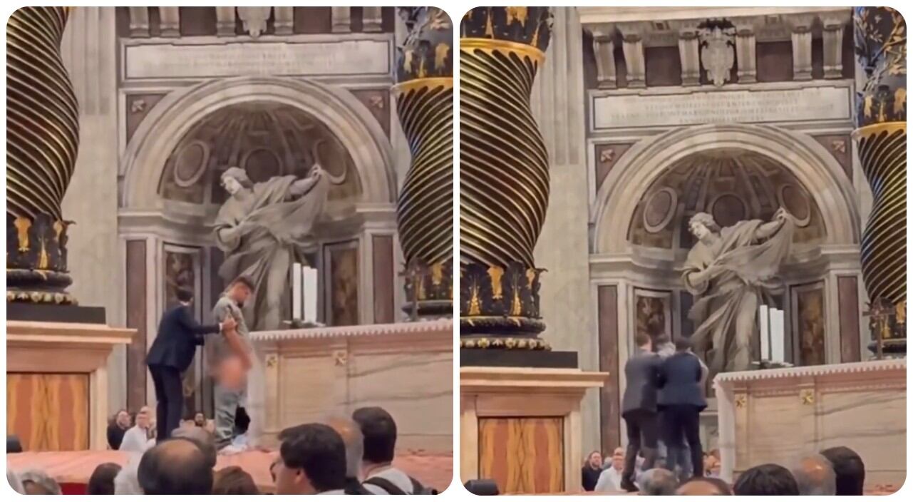 Hombre orinando en el Vaticano