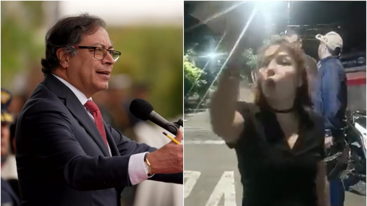 Presidente Gustavo Petro y mujer que se hizo viral por sus fuertes palabras contra el mandatario.