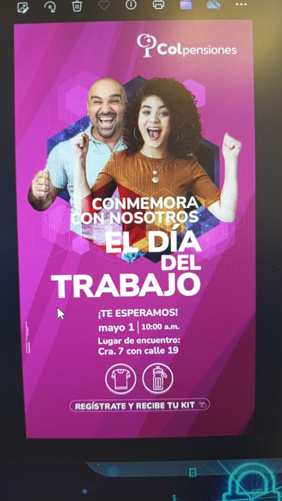 Correo que recibieron los funcionarios de Colpensiones.