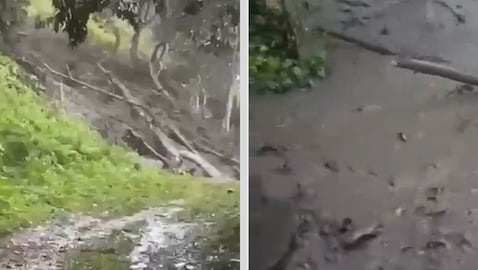Avalancha en inmediaciones de la Institución Educativa Concha Medina de Silva, en el municipio de Muzo, en Boyacá
