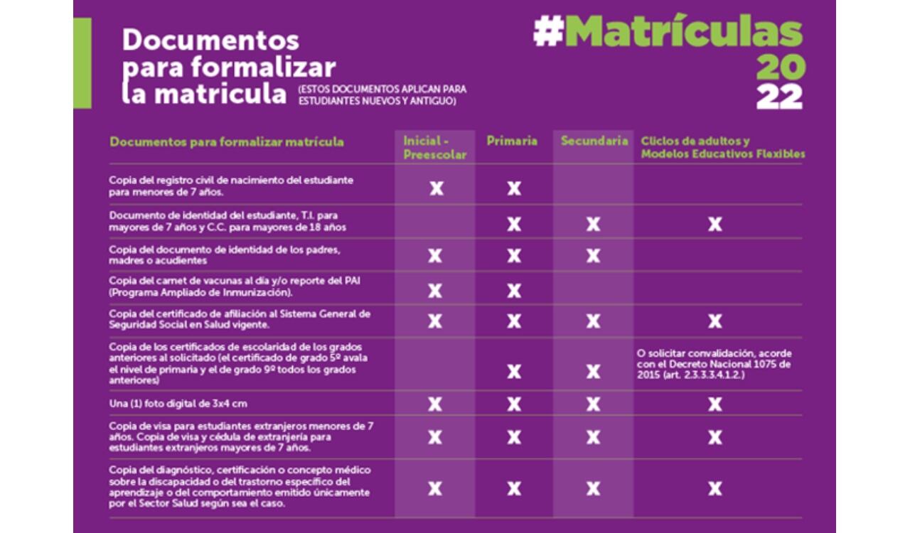 Estos son los documentos para formalizar la matrícula en un colegio público de Bogotá