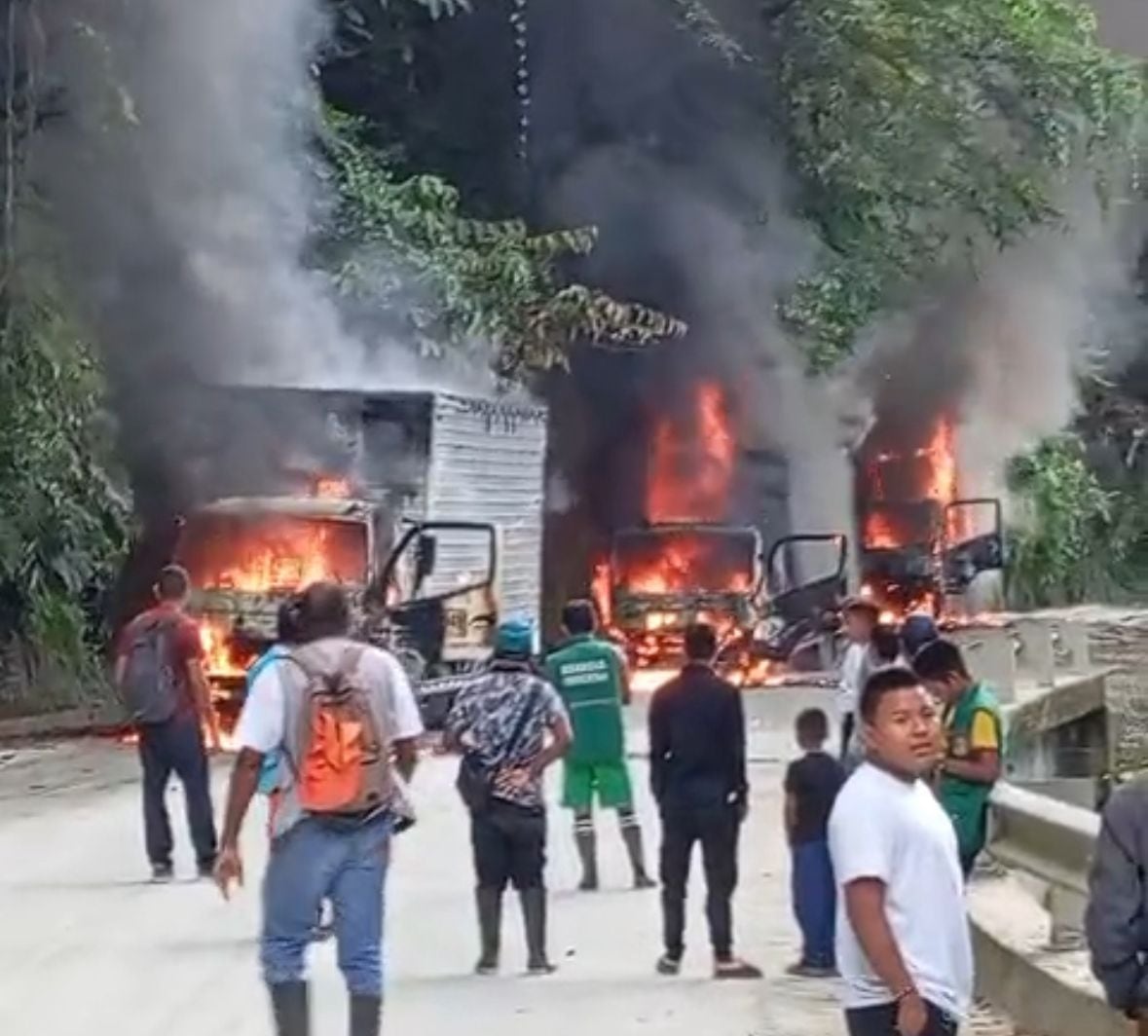 ELN quema tres camiones de carga entre Quibdó - Pereira.