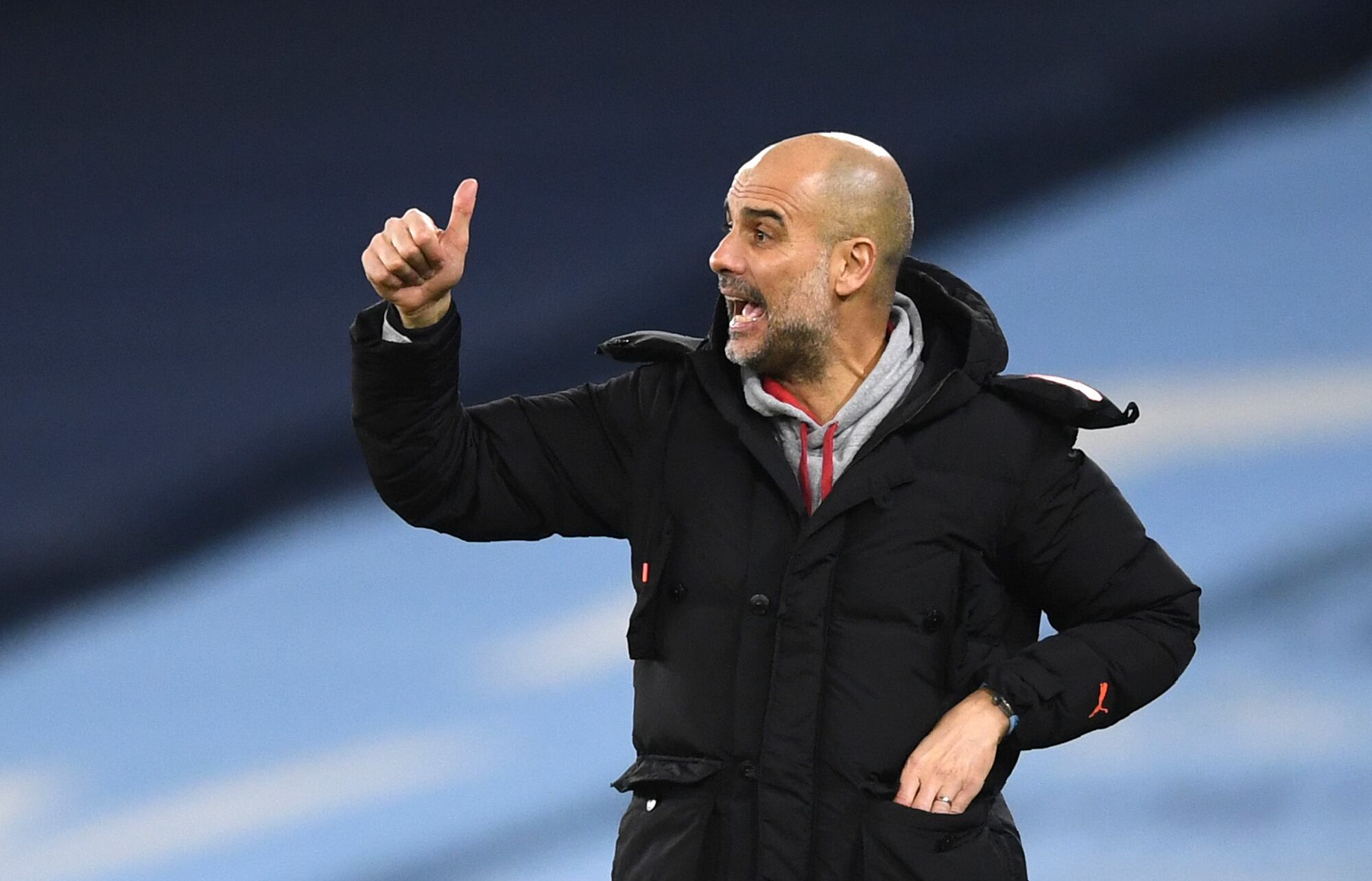 Pep Guardiola, técnico del Manchester City. (Gareth Copley/Pool via AP)