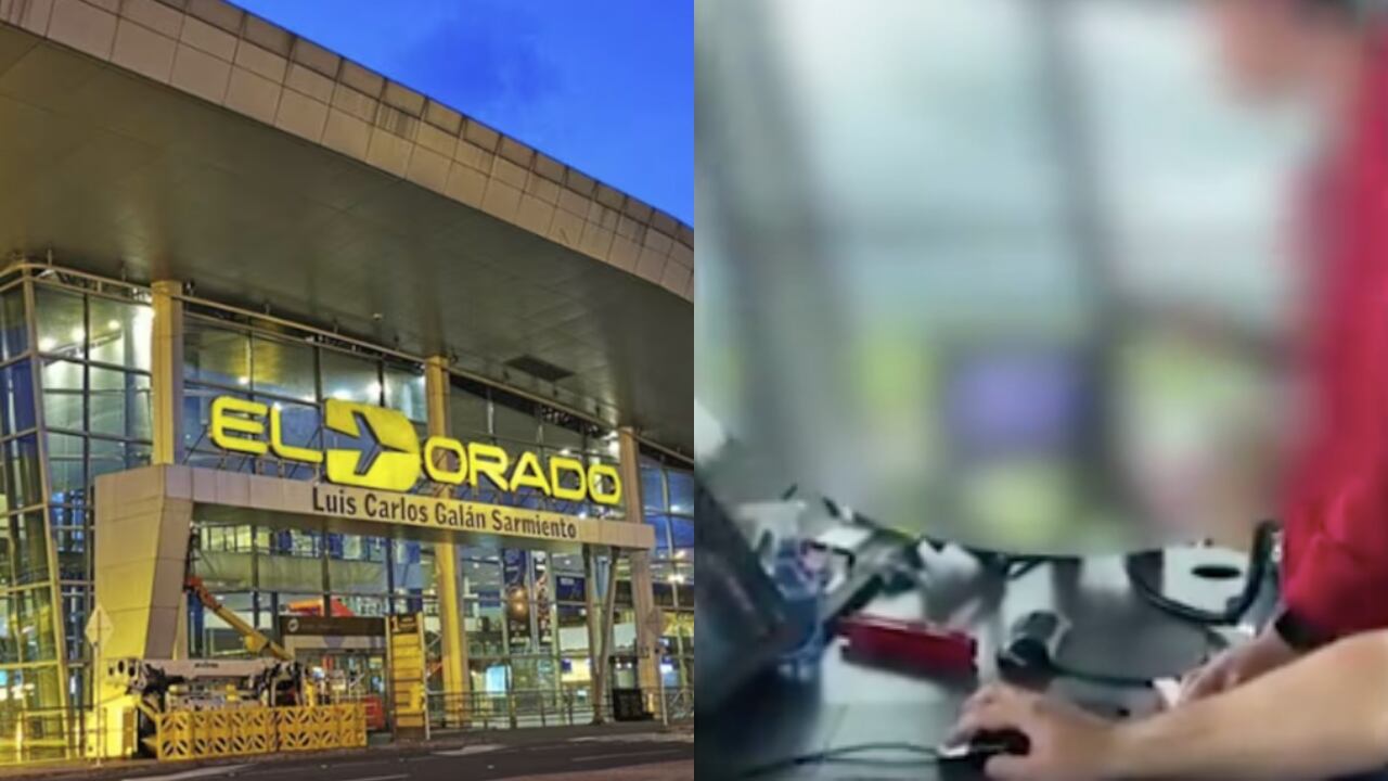 De izquierda a derecha: el aeropuerto El Dorado y el joven en una de las torres de control.