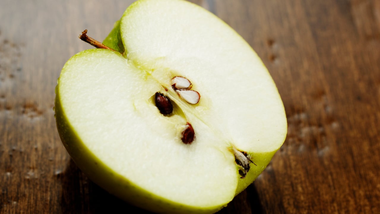Las semillas de la papaya y la manzana.