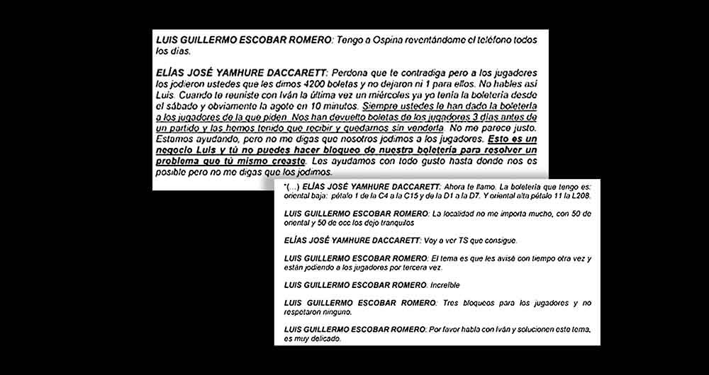    Las conversaciones demuestran las diferencias que se presentaron por las boletas en las eliminatorias. Incluso, les incumplieron a jugadores de la selección. 