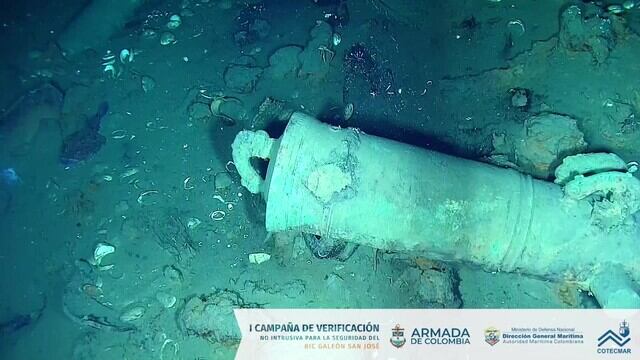 La Armada Nacional ha tomado estas fotografías que evidencian restos del Galeón encontrado en el 2015.