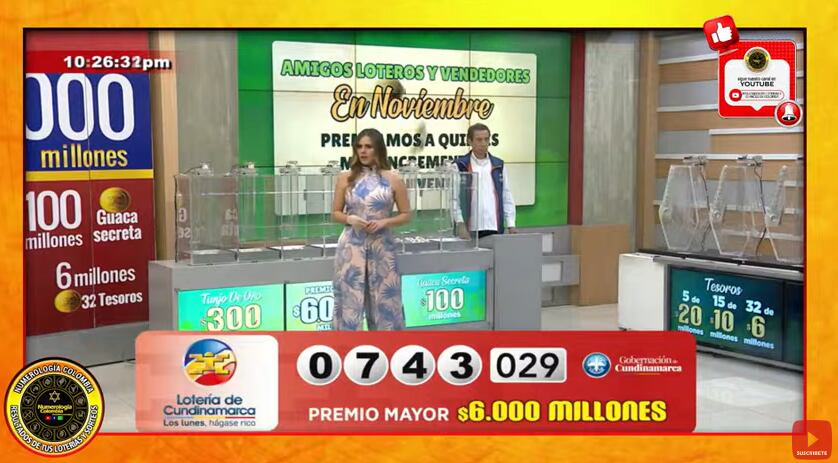 Este es el resultado del sorteo más reciente de la Lotería de Cundinamarca.