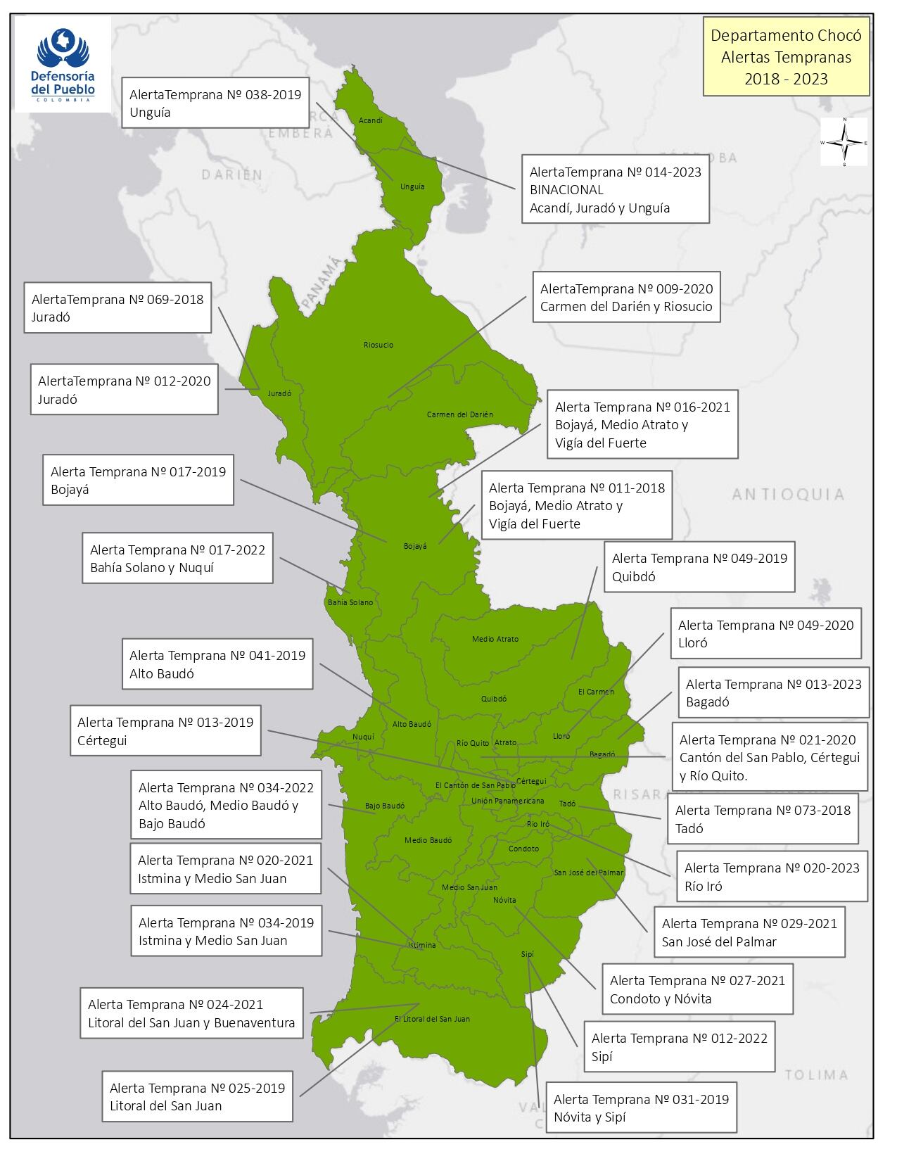 Disputa entre ELN y Clan del Golfo tiene a 27 de los 31 municipios del Chocó en riesgo, advierte Defensoría; aumentan los desplazamientos